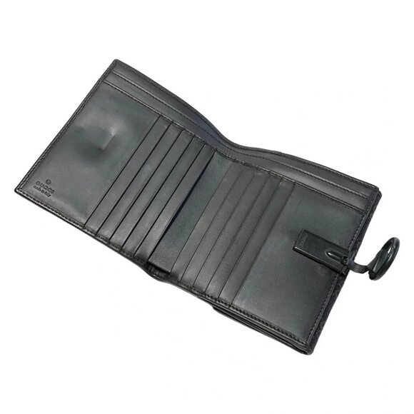 Auth GUCCI Icon Bit 101603 Black Light Brown Jacquard Leather - Bifold Wallet - Picture 4 of 5